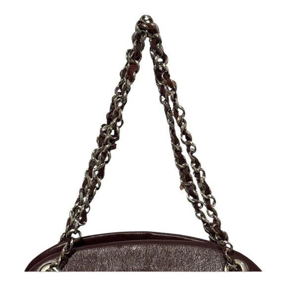 Vintage Leather Suarez Shoulder Bag Burgundy Braided Chain Strap Medium - Picture 14 of 16